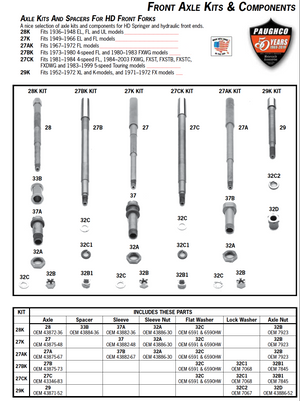 Axle Kits And Spacers For HD Front Forks