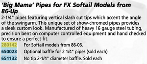 280142- 'Big Mama' Pipes for FX Softail Models from 86-UP