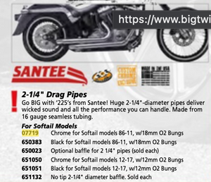 07719- SANTEE 2-1/4" Drag Pipes
