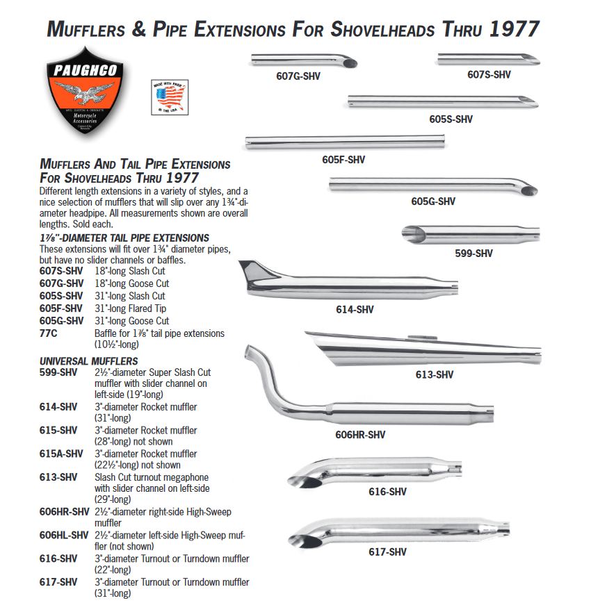 Shovelhead Mufflers & Pipes Extensions