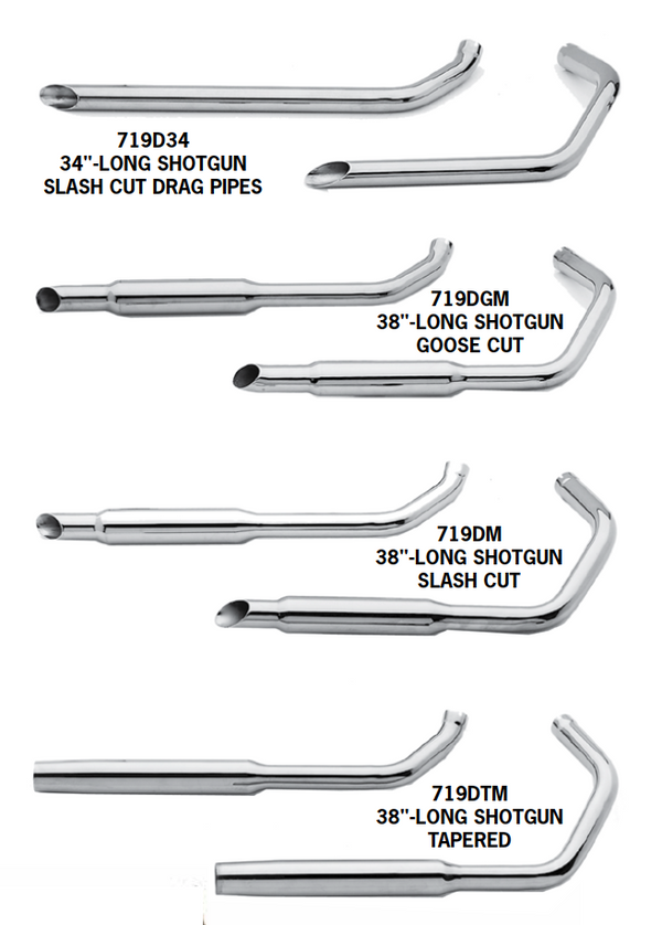 Shotgun Exhaust Systems For 1957 - 1985 Sportster Engines In Rigid Frames