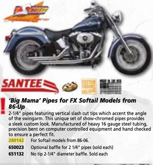 280142- 'Big Mama' Pipes for FX Softail Models from 86-UP