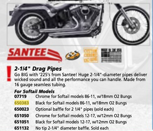 650383- Santee 2-1/4" Drag Pipes
