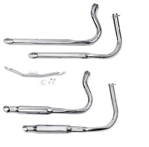 Shovelhead Close Fit Staggered Dual Exhaust Systems For 1966 - 1969 Swingarm Framess